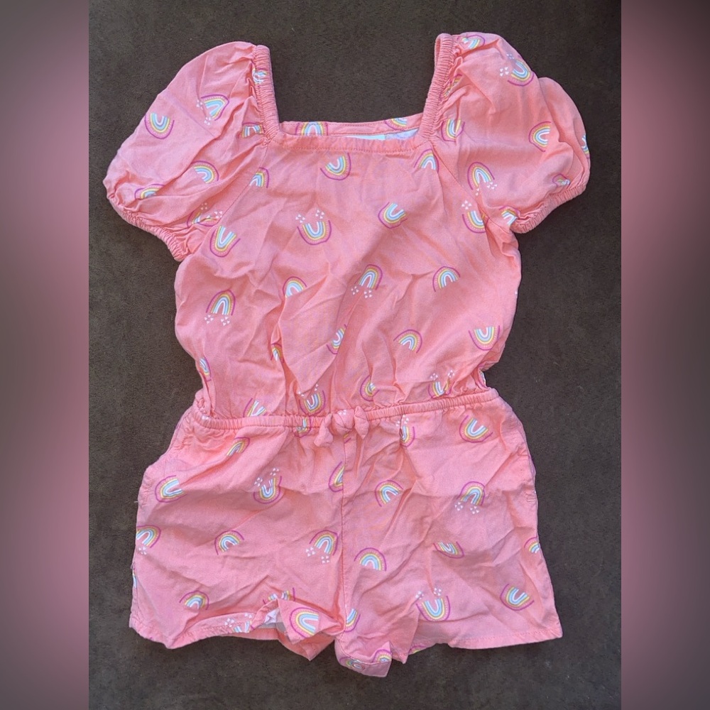 Cat & Jack Pink Romper with Rainbow Accents